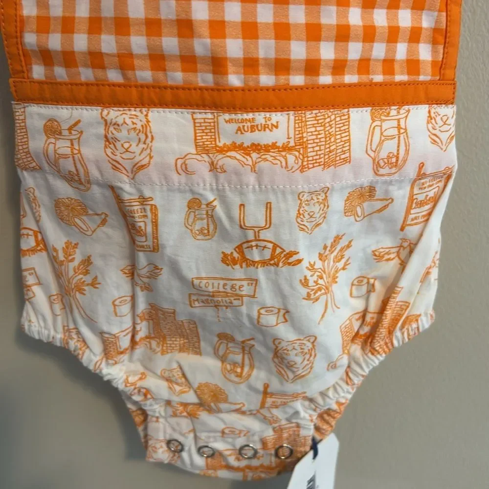 NEW Auburn tigers Orange Checkered Romper size 6 months